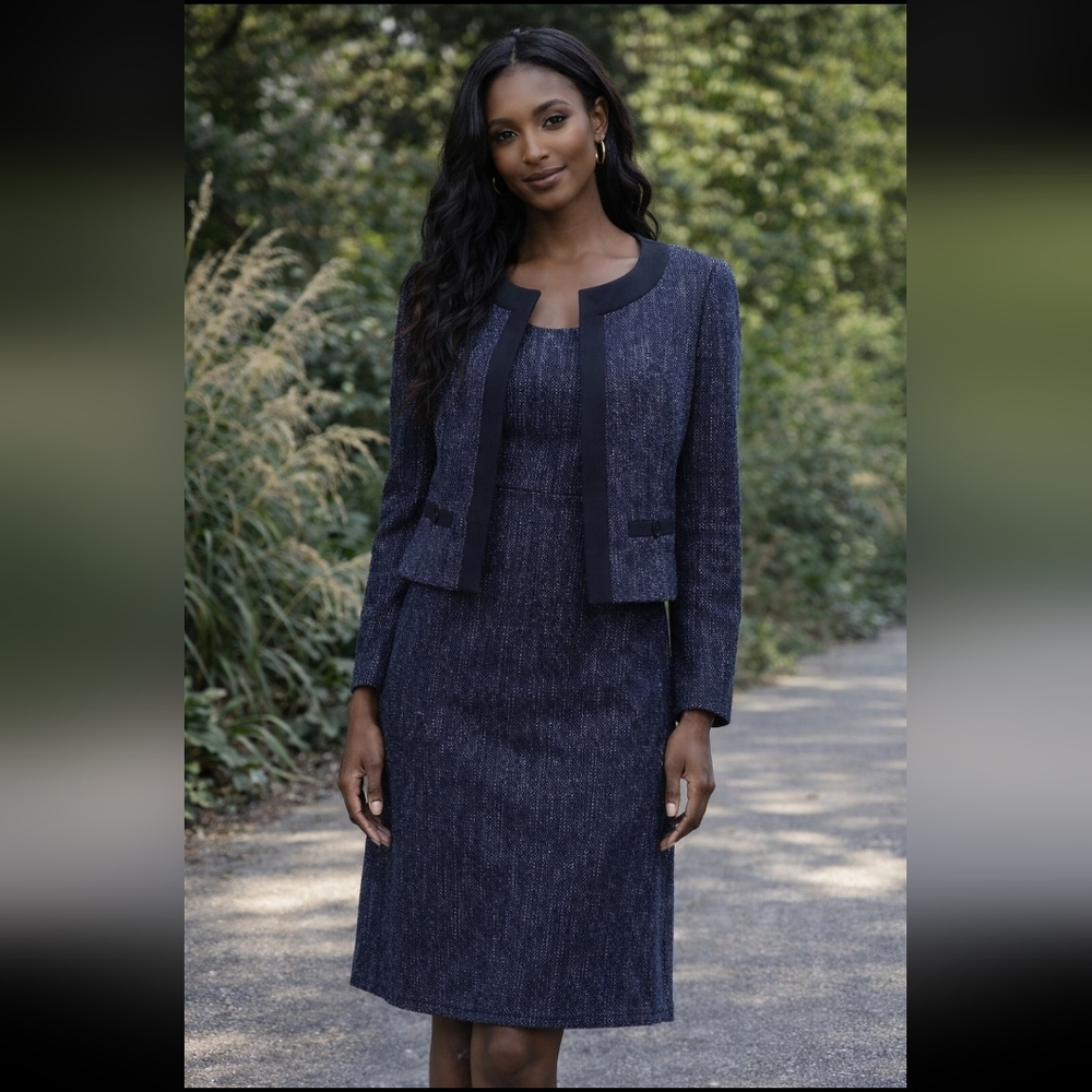 Hobbs Navy Textured Two-Piece‎ Dress Suit